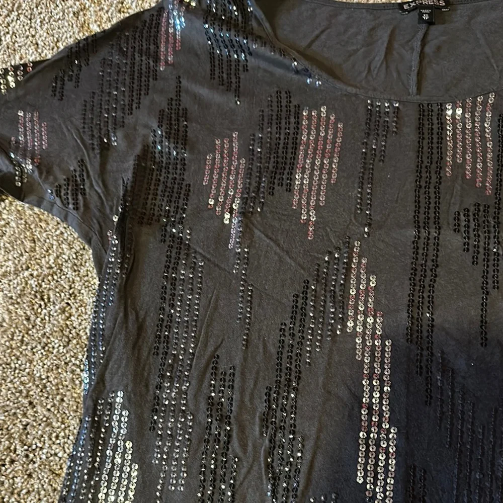 ⚡️Express‎ Boxy Sequin Gray Blouse